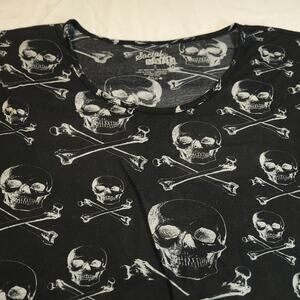 Social Misfits Casual Short Sleeve Crew Neck Graphic Shirt Womens Size S Black